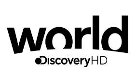 Logo do canal Discovery World HD.